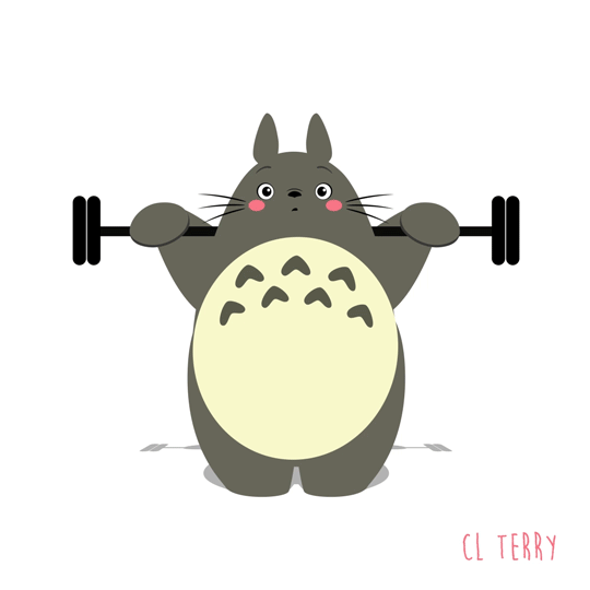 clterryart: Day 62.  Totoro squats.