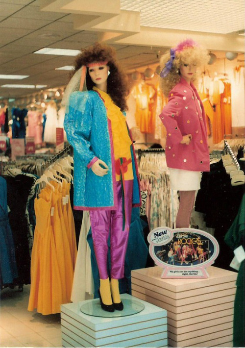 Barbie (Barbie and the Rockers and Oscar de la Renta) display at the Glendale Galleria (1985) These 