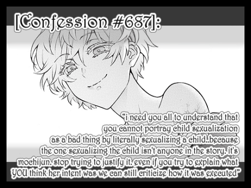 “i need you all to understand that you cannot portray child sexualization as a bad thing by literall