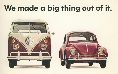 DDB, advertising postcard for VW transporter &amp; Beetle, 1960s. Via samba.com