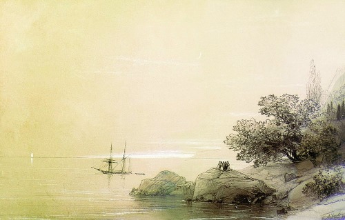 xshayarsha: Ivan Aivazovsky, Sea Against a Rocky Shore (1851)