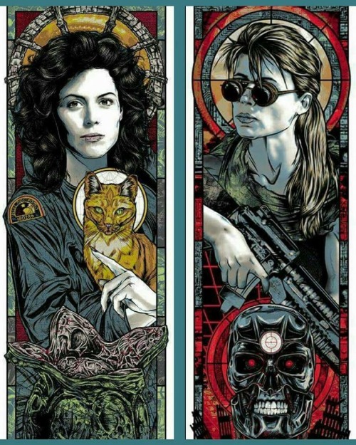 the-ninja-a-go-go:Not sure what this is about , Ripley AND Sarah Conner … ALIEN vs. TERMINATOR  ?  Cool poster though !