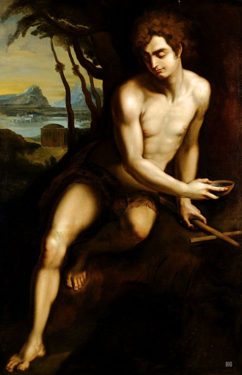 St. John the Baptist.  17th.century. follower of Andrea del Sarto. italian 1486-1530. oil/canvas.  