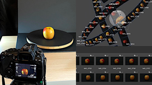 Check how Andrew Sink creates a void background to 3D capture an apple by using photogrammetry and A