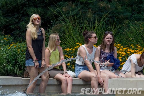 Group of girls at the fountain