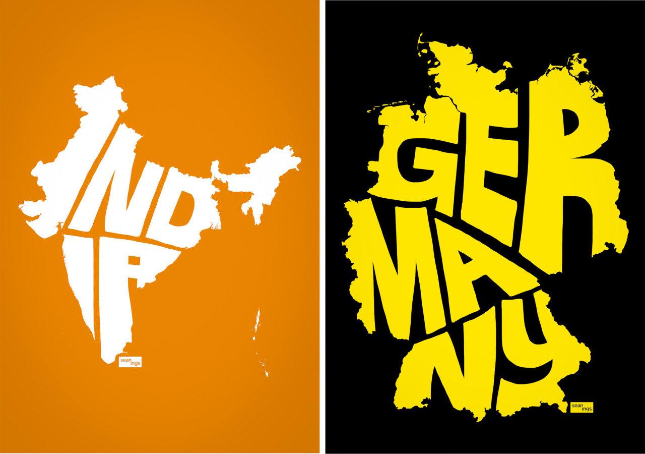 seanings:  Typographic Country Maps Buy These Shirts
