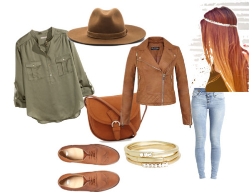 outing with liam by momoitgurl featuring sequin hair accessoriesH M brown blouse, $37 / Miss Selfrid