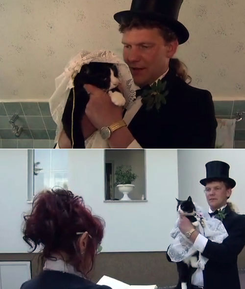 5 Most Bizarre Marriages Man marries cat - Uwe Mitzscherlich wed Cecilia – who looks like the TV cha