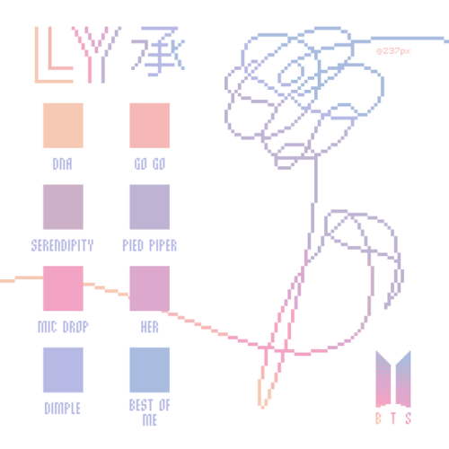 my favourite album covers in palettes [04: bts - love yourself 承 ‘her’ (2017)]