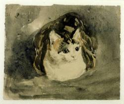 cavetocanvas:  Gwen John, Cat, c. 1904-08 From the Tate Gallery:  Gwen John adored her cats, and depicted them frequently. This one, a tortoiseshell named Edgar Quinet, appears in most of her cat drawings, sometimes with her kittens. The name was taken