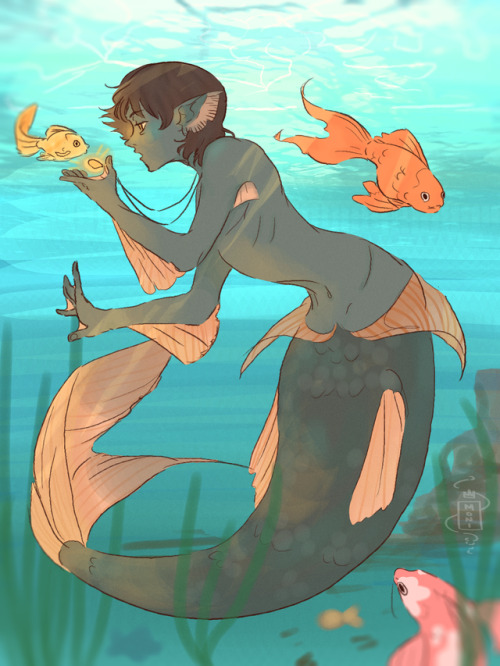 musettearts: “Poseidon”My part of an Art trade with @jumbled-avacado feat. their oc, Pos