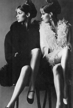supermodelgif:  Jean Shrimpton &amp; Celia Hammond photographed by Helmut Newton for Vogue UK, June 1966