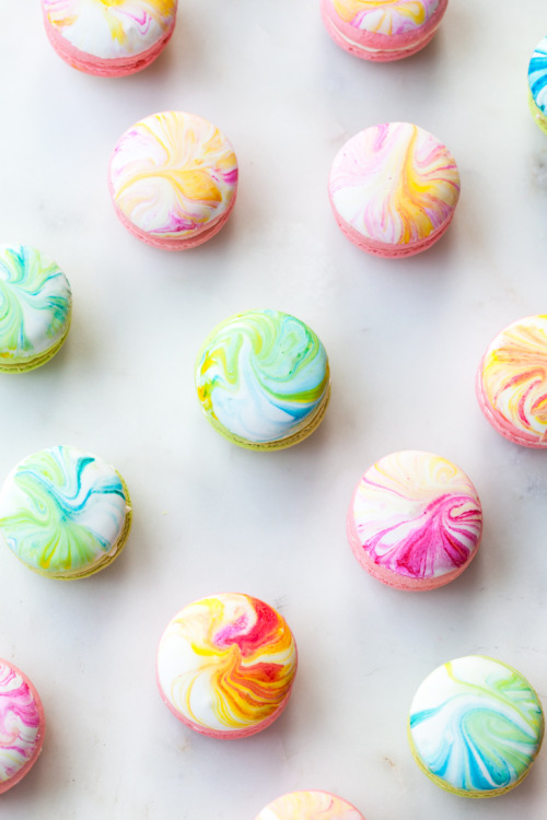 verticalfood:Marble Macarons with Earl Grey Buttercream and Pink Lemonade Filling