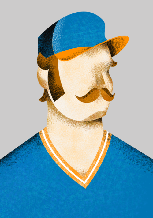 An illustration of a ball player for a company specializing in digital baseball cards.