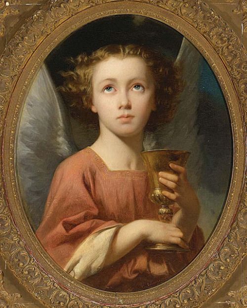 Angel holding the Chalice Charles Zacharie Landelke 20th c.