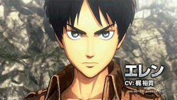 fuku-shuu:  Seiyuu highlights of playable characters from the 3rd trailer of KOEI TECMO’s upcoming Shingeki no Kyojin Playstation 4/Playstation 3/Playstation VITA game! Release Date: February 18th, 2016 (Japan) More gifsets and details on the upcoming