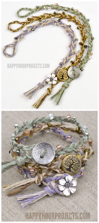 DIY Braided Bead Bracelet Tutorial from Happy Hour Projects.Bracelet DIYs from Happy Hour Projects a