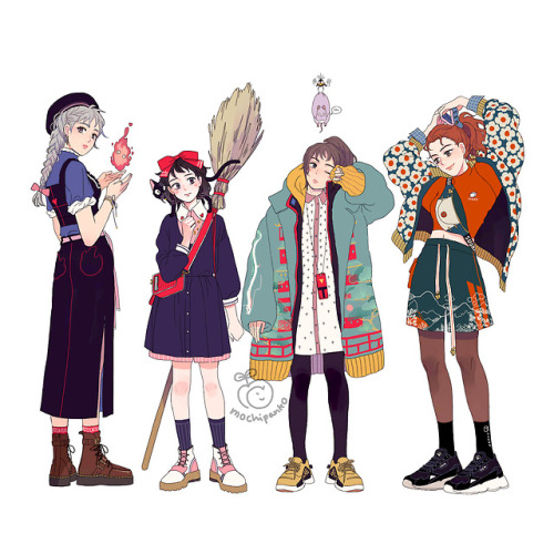 mochipanko:Ghibli fashion - Howl, Haku & the Baron+Sophie, Kiki, Chihiro & Arrietty!