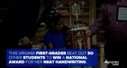 veryfemmeandantifascist:  blackademics:  micdotcom:  Virginia girl without hands wins handwriting contest Forget whatever cool thing you’ve done recently. Because it probably pales in comparison to Virginia first-grader Anaya Ellick. The 7-year-old