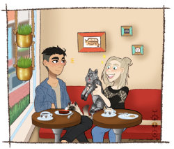 mojoromo:cat cafe date with yura and beka&lt;3 I’m like 100% sure someone did this already but I don’t care haha &gt;w&lt;yes I ship otayuri, no I’m not a pedo cause I ship them, I can ship what I want and I also don’t care about shit comments