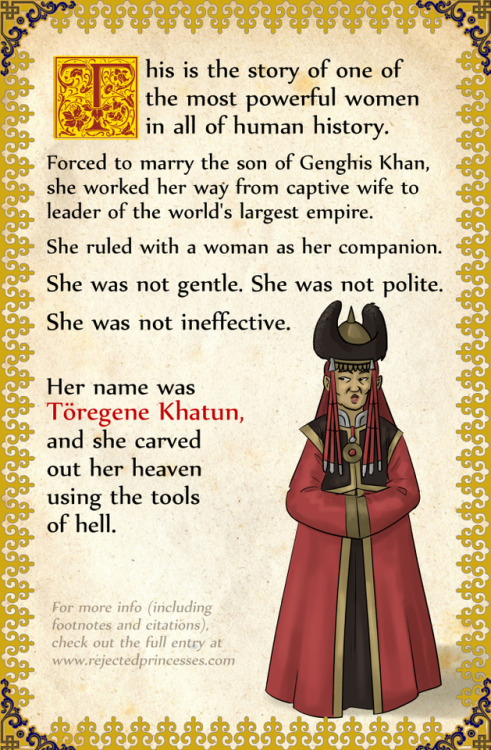 rejectedprincesses:Toregene Khatun (?-1246): Empress of the Mongol EmpireThus concludes Mongol Empir