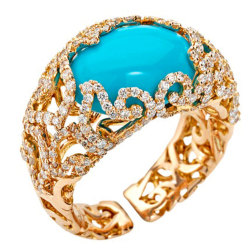 Thejewelryvault:  Creator: Chantecler Stone(S): Turquoise, Diamond Metal: Yellow