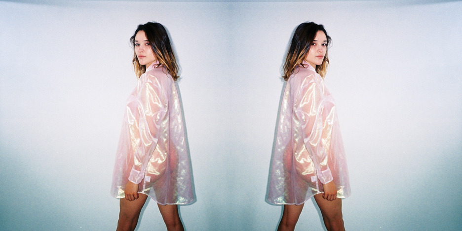 americanapparel:  Laureen wearing the Organdy Oversized Button-Up. Spring 2014.