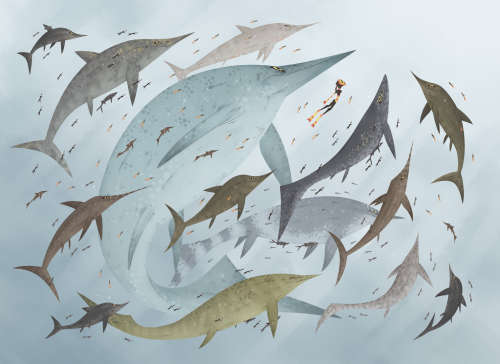 just9art: It’s funny that mosasaurs and pliosaurs frequently get over exaggerated in size when it wa
