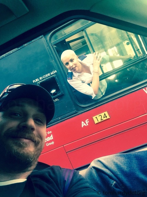 wellntruly:  tomhardydotorg:  ”  Found Furiosa negotiating London traffic  “  #okay but like #how did this interaction go #they’re both stuck in traffic #looking out the window #does Tom Hardy yell to this bus driver: FURIOSA! #it’s ME MAX #or