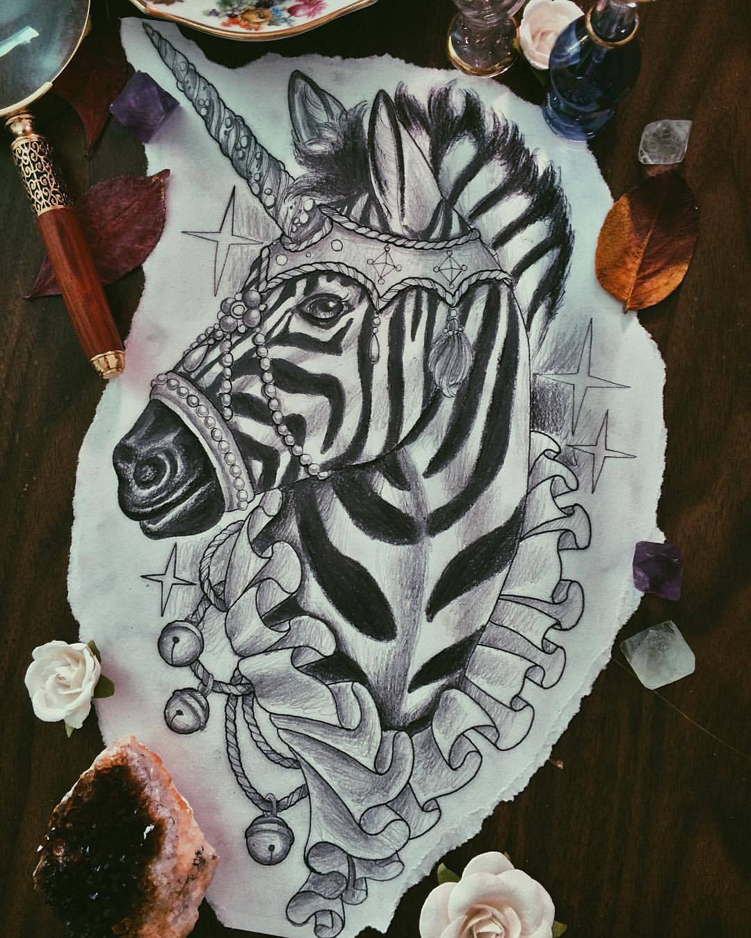 georginatattoo:  I drew this Zebra Unicorn a few months ago and would love to give