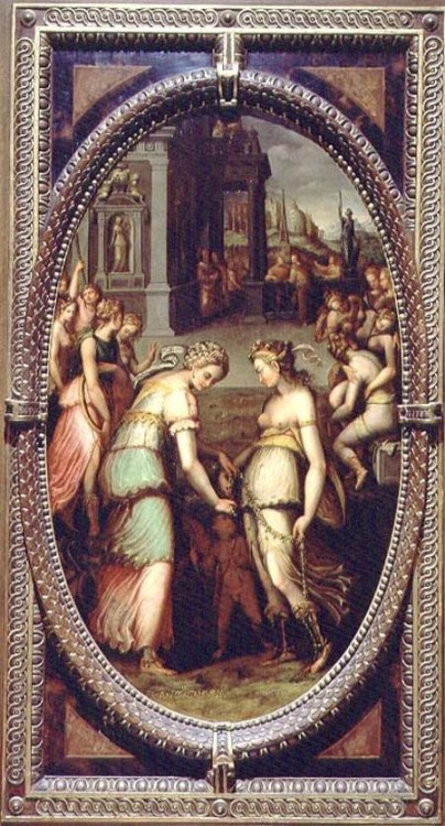 Juno borrowing the girdle of Venus, studio of Francesco del Coscia, 1572