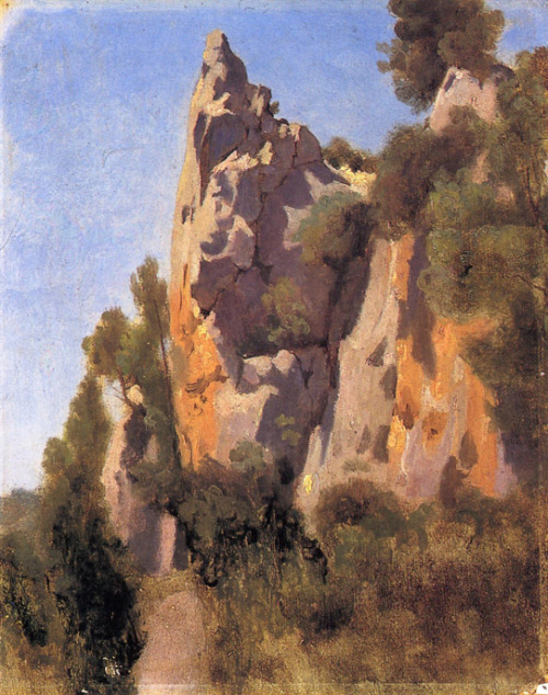 artist-corot:  Rocks at Civita Castellana, 1827, Camille CorotMedium: oil,cardboard