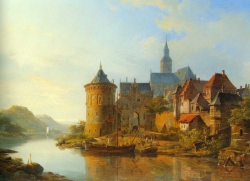 A View of a Town along the Rhine, Cornelis Springer, 1841