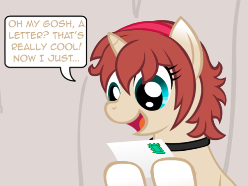 nopony-ask-mclovin:  What is the content of the letter? a - love letterb - anon haterc - horn enlargement spamd - McLovin asking why he’s not on this arce - something else who knows?  x3