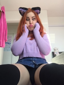 creepycatwoman:  Trying to get master to play with me is harder than you would think! Especially with how cute I am in these @kittensplaypenshop ears!  