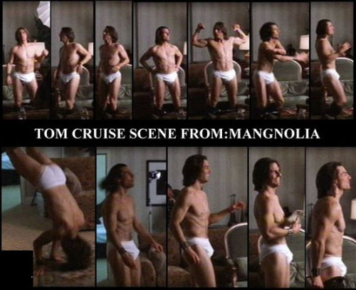 famousjohnsons:  Tom Cruise, actor in All The Right Moves (1983). This is one of Tom’s earliest films and in this, he accidentally shows a glimpse of his penis.