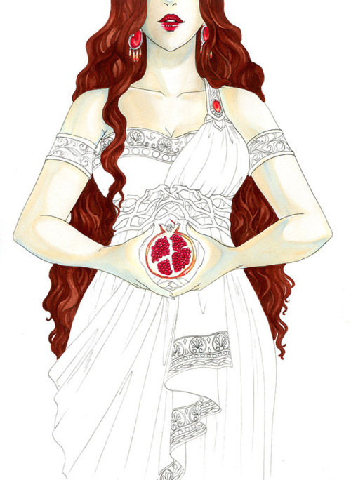 popcultureandrogyne: neithy: Persephone illustration, step by step Artwork @ Neith As the illustrati