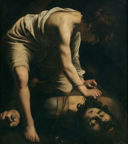 ancient-hoe:David and Goliath, by Caravaggio, 1600.