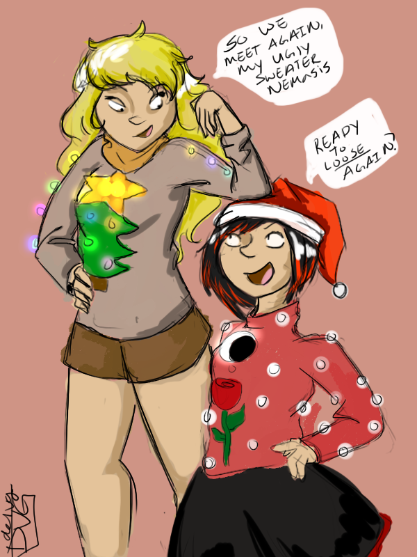 delvg:  Request for jen-iii, just a couple of her wives in ugly christmas sweaters.These