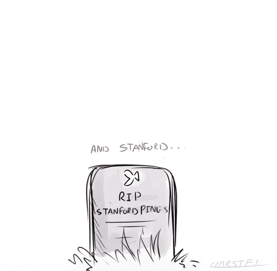 nuttersincorporated:notllorstel:In 10 Years Timebranched off from this   No, but imagine how much fun Grunkle Stan would have as a ghost. Soos knows he’s still around. Stan came up with a plan so that he can scare people. Soos has a room in the Shack