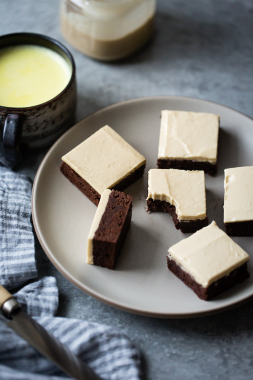 sweetoothgirl:  teff brownies with salted tahini frosting {gluten-free}  