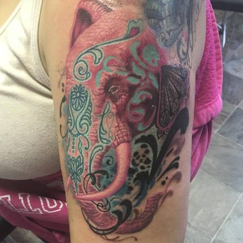 Beautiful elephant tattoo by Half Pint from a while back