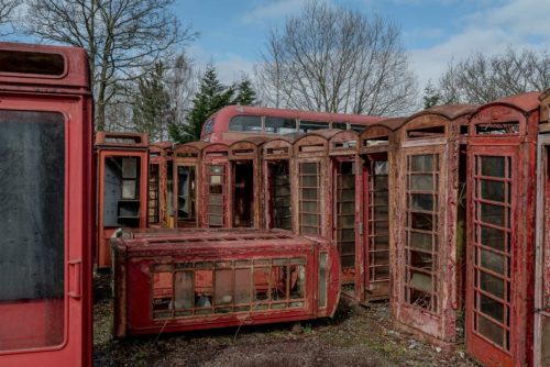 The phone booth cemetery at Unicorn Restorations - Andrew Testa Nudes &amp; Noises