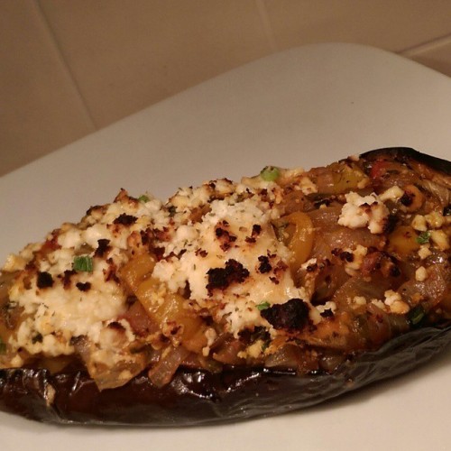 stuffed eggplant for dinner #eatwell #bewell #eatbetternotless #noms #chefme