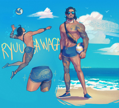 vimeddiee: it’s still summer and I finished the beach Hanzo I was working on before Blizzard r