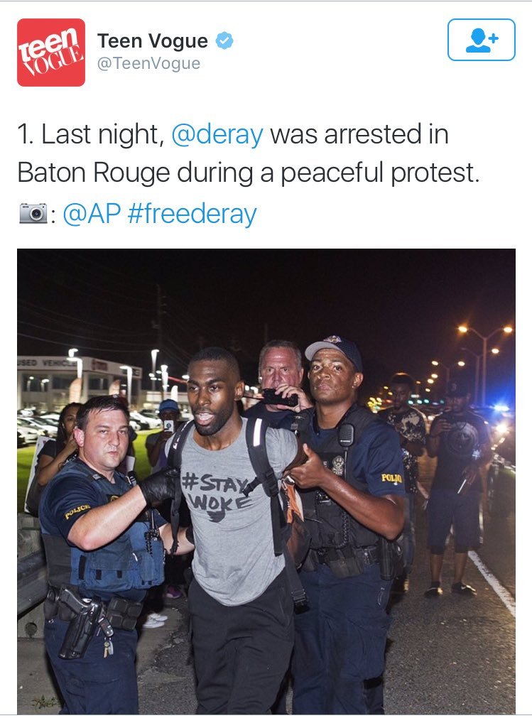 thetrippytrip:    Teen Vogue being the only teen mag to report on Deray arrest is