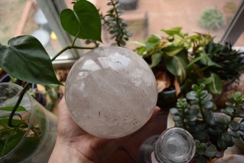 lilcrystalkitty: Picked up this GIANT quartz sphere at the gem show yesterday