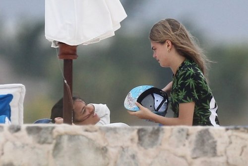 March 2014 Cara with Michelle Rodriguez in Cancun