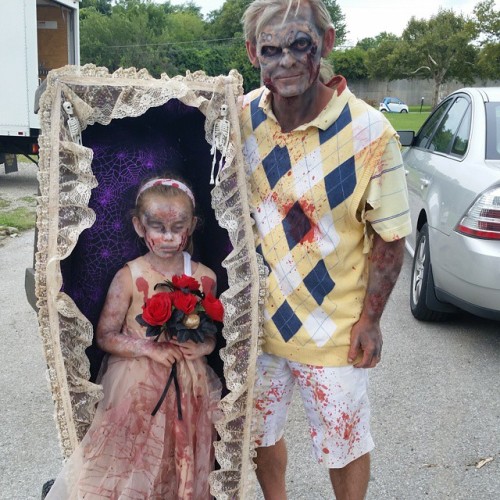 The #zombie family, cool pic from Zombie Walk Columbus. #zombies #zombiefamily #horror #zombiekid #Z