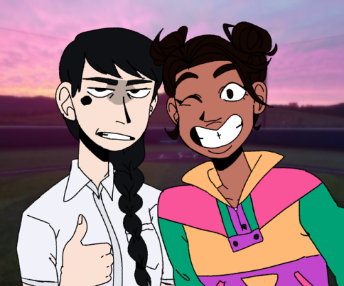slimosine: post-game selfie (in which noelle Tries to smile) please play butterfly soup its free on 